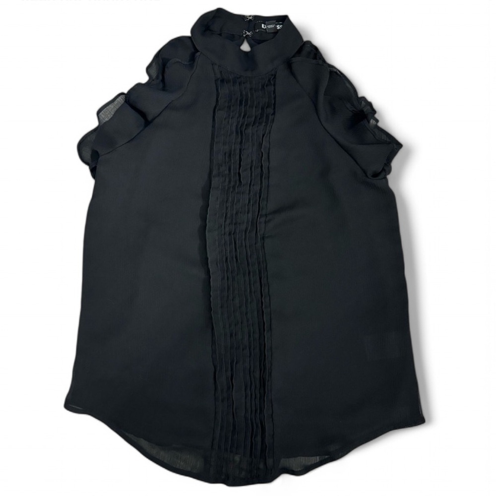 Express Satin Sleeveless Ruffle Blouse, Size XS